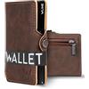 WLine Porta Carte di Credito Uomo e Donna Schermato in Pelle PU - Portafoglio Uomo Slim Rfid Compatto ed Elegante - Portatessere Uomo Tascabile (Marrone Chiaro Vintage senza Zip)