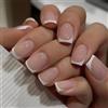 LOPHE Unghie Finte Francese, 24 Pezzi Naturali Unghie Adesive con Bordo Bianco Disegno, Unghie Finte quadrato Copertura Completa Nude Naturali, per Donne e Ragazze per Nail Art