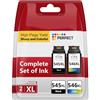 CARTRIGO Cartucce 545 546 Compatibili con Canon 545 546, PG-545XL CL-546XL Compatibili con Canon Pixma Cartuccia 545-546 TS3350 MG2450 MG2550 MG2550S MG2555 MG2555S MG2950 MX495 TS3100 (Nero e Colore)