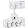 HoniHom Ciabatta Multipresa con USB C,Presa Multipla Salvaspazio Ciabatta Elettrica con Interruttore 4 Presa Adattatore Schuko e 3 USB Carica Parete Multipresa da Scrivania Spina Tedesca Cavo Corto,Bianco