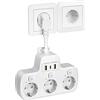 HoniHom Ciabatta Multipresa con Interruttori Indipendenti, Presa Multipla Salvaspazio 3 Prese Schuko con Interruttore Ciabatta Elettrica USB C Adattatore Multipresa parete Spina Tedesca Cavo 0,1m, Bianco