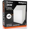 Eurocali 6x Pannelli LED 2in1 Incasso o Superficie 36W 60x60cm - Luce Bianco Naturale 4000K - Installabile Senza Cornice o Supporto