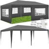 tectake® Gazebo 3x6 m, impermeabile con 5 pannelli laterali rimovibili, struttura in acciaio, tenda con protezione UV, tendone per feste, balconi, campeggio, auto, gazebo terrazzo esterno - Grigio