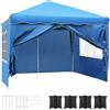 LIFERUN Gazebo 3x3 Pieghevole Impermeabile, Gazebo Esterno Resistente, 4 Sacchi di Sabbia, UV 50+ Gazebo da Giardino, Tenda da Giardino con 4 pareti laterali, per Campeggio, Festival, Feste (Blu)