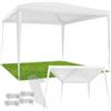 tectake® gazebo 3x3 m, impermeabile, pieghevole, struttura in acciaio, copertura con protezione UV, tendone da esterno, per fiere, spiaggia, gazebo esterno resistente, con corde e picchetti - Bianco
