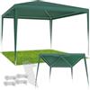tectake® gazebo 3x3 m, impermeabile, pieghevole, struttura in acciaio, copertura con protezione UV, tendone da esterno, per fiere, spiaggia, gazebo esterno resistente, con corde e picchetti - Verde