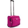 R.Leone Valigia bagaglio a mano 2 Ruote rinforzate Pilota Poliestere Stoffa adatto Easyjet 45X36X20 (Fucsia)