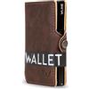 WLine Porta Carte di Credito Uomo e Donna Schermato in Pelle PU - Portafoglio Uomo Slim Rfid Compatto ed Elegante - Portatessere Uomo Tascabile (Marrone Scuro Vintage senza Zip)