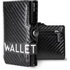 WLine Portafoglio Uomo Slim con Portamonete Rfid Compatto ed Elegante - Porta Carte di Credito Uomo e Donna Schermato in Fibra di Carbonio - Portatessere Uomo Tascabile (Nero Carbon con Zip)