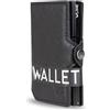 WLine Porta Carte di Credito Uomo e Donna Schermato in Pelle PU Saffiano - Portafoglio Uomo Slim Rfid Compatto ed Elegante - Portatessere Uomo Tascabile (Nero Saffiano senza Zip)