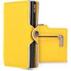 WLine Portafoglio Uomo Slim con Portamonete Rfid Compatto ed Elegante - Porta Carte di Credito Uomo e Donna Schermato in Pelle PU - Portatessere Uomo Tascabile (Giallo e Nero Saffiano, Con Zip)