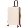 CELIMS - Valigia da viaggio rigida con 4 ruote, leggera, dimensione stiva 23 kg, 75 cm, serratura integrata | ABS | Valigia grande con 4 ruote 75 cm | Crema