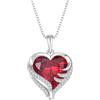 Starchenie Collana Cuore Donna Argento 925 con Rubino Pietra Portafortuna Zirconi Guardiano di Amore Ciondolo Regalo Gioielli