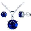 MICSAVI Collana e Orecchini Set di Gioielli da Donna Ciondolo Zirconia cubica con Catenina in Argento Sterling 925