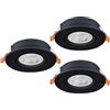 Eglo Barranco - Set da 3 faretti LED incasso, soffitto con interruttore DIP, orientabili, in plastica colore nero, bianco caldo-bianco freddo, lampadina GU10, diametro 9 cm