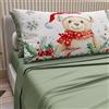 PETTI Artigiani Italiani - Lenzuola in Cotone con Federe in Stampa Digitale di Natale, Lenzuola Natalizie Una Piazza e Mezza Francese, Completo Letto Natalizio, Xmas 16 Verde, 100% Made in Italy