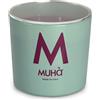 MUHA' | Candela Profumata in Vetro Verde Acqua, Fragranza Cuoio e Frutti, Profumatore per Ambienti, Formato da 270 Gr