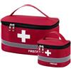 Colexy 2 Pezzi Borsa per Medicinali, Kit Borsa di Pronto Soccorso Capacità elevata, Borsa Pronto Soccorso portatile, Borsa per la Conservazione dei Medicinali per Casa Ufficio Campeggio (Rosso)