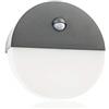 HUBER Lampada da parete a LED con sensore di movimento, 140°, 10 W, 600 lm, IP54, per esterni, con sensore di movimento, lampada da parete interna, rotonda, antracite