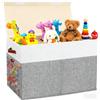 KOSLEOW Cesta Giochi Bambini con Coperchio, Grande Portagiochi Pieghevole 62x32x40 cm con Maniglie e Divisorio Amovibile, Contenitore Giochi per Cameretta, Organizzatore Giocattoli, Grigio