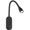 kalb Material für Möbel Lampada da letto a LED 'Tulipano II' 4.5W Lampada da lettura USB Luce da letto Stazione di ricarica, colore: nero