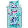 sarcia.eu DISNEY Stitch Hawaii DOPPIO LATO Lenzuola per bambini in cotone con cerniera, 100% COTONE 140x200+70x90cm OEKO-TEX (formula 9)