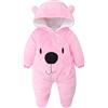 Minizone Bambino Pagliaccetto con Cappuccio Flanella Jumpsuit Tute da neve con Piedi Inverno Tutina, 6-9 Mesi