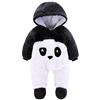 Minizone Bambino Pagliaccetto con Cappuccio Flanella Jumpsuit Tute da neve con Piedi Inverno Tutina, Panda 0-3 Mesi