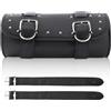 HERCHR Borsa per Forcella per Moto, 13 x 31 cm/5,1 x 12,2 pollici Universale Borsa Vintage in Pelle PU Impermeabile Borsa Forcella Anteriore per Manubrio Moto, Borsa per Attrezzi per Motore (Nero)