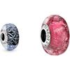 Pandora Charm murano blu scuro 798938C00 argento & 798872C00 perla in vetro di Murano da donna in argento.