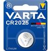 VARTA CR 2025, 6025101401, Batteria Litio a Bottone, Piatta, Specialistica, 3 Volts, Diametro 20mm, Altezza 2,5mm, confezione 1 pila