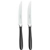 Grunwerg Rockingham Forge - Set di 2 coltelli da bistecca in acciaio inox, manici neri in plastica PBT