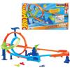 Hot Wheels Stunt Tracks - Mega Ciclone, pista con 2 giri della morte e 2 zone di scontro, con veicolo incluso e collegabile con sistema Speed Snap, 4+ anni, JHK73