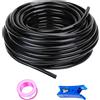 HUAZIZ Tubo pneumatico in PU nero HUAZIZ 50 M, tubo pneumatico in poliuretano, tubo flessibile per aria compressa, esterno 6 mm x interno 4 mm + 1 pezzo di tagliatubi blu +1 pezzo di nastro in teflon rosa