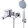 IGTOPS Miscelatore Vasca da Bagno con Soffione Doccia, Rubinetto a Muro Cascata Cromato e Argento, con valvole in ottone, rubinetto per vasca da bagno, termostato per doccia
