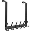 MEIJO Appendiabiti Da Porta, Ganci Porta In Acciaio Inox Con 6 Ganci, Attaccapanni Da Porta Per Cucina Ufficio Bagno (Nero,Interno)