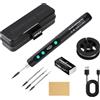 ToneRiso Set saldatore senza fili, saldatore portatile ricaricabile tramite USB con display LCD, temperatura regolabile da 180 °C a 450 °C, 3 punte di saldatura, pasta saldante, filo saldante, colore: nero