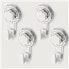 ATEWEITA Ganci per Asciugamani Senza Fori, Ventose Extra Resistente (62mm) Riutilizzabili per Bagno, Cucina, Campeggio & Auto - Ideale Decorazioni Natalizie (Clear+White, 11.2 * 6.2 * 4.3cm*4)