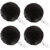 Nereds 4 pezzi coda di coniglio con fascia elastica in peluche coda di coniglio soffice palla a coda di coniglio per feste in maschera Halloween foto oggetti di scena (nero)