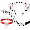 XEPST Costume da Dalmata per Bambini, Set di Orecchie e Coda di Cane con Fascia per Orecchie da Dalmata, Coda di Cane e Girocollo Rosso per Costume da Animale, Cosplay, Halloween, Festa in Maschera