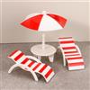 KARLOR Decorazione da spiaggia in miniatura, 2 sedie a sdraio + 1 tavolo da spiaggia, mini poltrona da spiaggia, ombrellone da spiaggia, mini paesaggio da spiaggia, accessori per mobili in miniatura