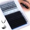 CORUSCATE Ciglia singole a grappolo 80D, morbide, spesse e curvate a D, ciuffetti individuali da 12-20 mm, con punte lunghe per ciglia, volumizzanti, per fai da te, strisce russe appuntite