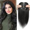 SARO-UP - Toupet per capelli da donna con capelli sottili - 120% di densità, base svizzera, clip-in, naturale, nero, 100% capelli umani
