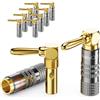 deleyCON 10 Pezzi Spine a Banana Set 90° Angolato - Placcato Oro Avvitabile per Cavo per Altoparlanti Cavo per Altoparlanti 0,75 mm - 4,5 mm & ad es. HiFi Home Theater Ricevitore