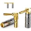 deleyCON 4 Pezzi Spine a Banana Set 90° Angolato - Placcato Oro Avvitabile per Cavo per Altoparlanti Cavo per Altoparlanti 0,75 mm - 4,5 mm & ad es. HiFi Home Theater Ricevitore