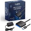 KingData Cavo SATA, Convertitore SATA a USB per HDD e SSD da 3.5 e 2.5 Pollici, Compatibile con Laptop, Raspberry Pi 4, Crucial, WD, Seagate, Toshiba, in Plastica Nera