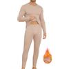 KUYIGO Biancheria Intima Termica da Uomo a Maniche Lunghe Top a Maniche Lunghe da Uomo Foderato in Pile Termico Top e Pantaloni Set ad Asciugatura Rapida, Cachi, L