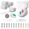 Nzkeuf Kit Calco Pancia Gravidanza, Calco Gesso Per Pancione in Dolce Attesa, Set Bande Gessate Pennelli e 12 Colori Acrilici e Molto Altro Ancora Incluse, Regali Per la Gravidanza, Souvenir