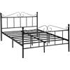GZTGZMWG Letto Giroletto Matrimoniale 140x190, Struttura Letto in Ferro Battuto Matrimoniale per Materasso 140x190 cm,Letti Facile da Montare Adatto per Camera/Gli Ospiti/Adulti/Ragazzi/Ragazze/Nero/Stile A