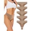 VOENXE Slip Perizoma da Donna A Vita Alta,Senza Cuciture Tanga,Mutande Invisibili Brasiliana Microfibra Intimo Mutandine, Perizomi Mutanda Invisibile,String Thong Elasticizzato Culotte,Pacco da 5